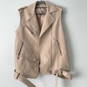 Stradivarius Ivory Faux Leather Biker Vest